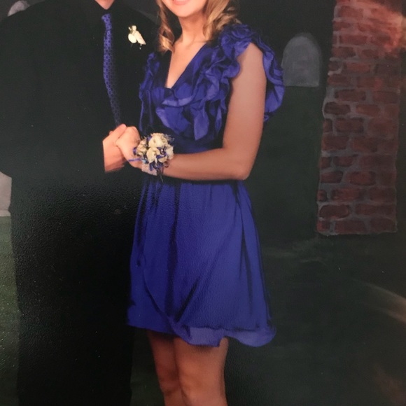 blue party dress with ruffles - Picture 1 of 1